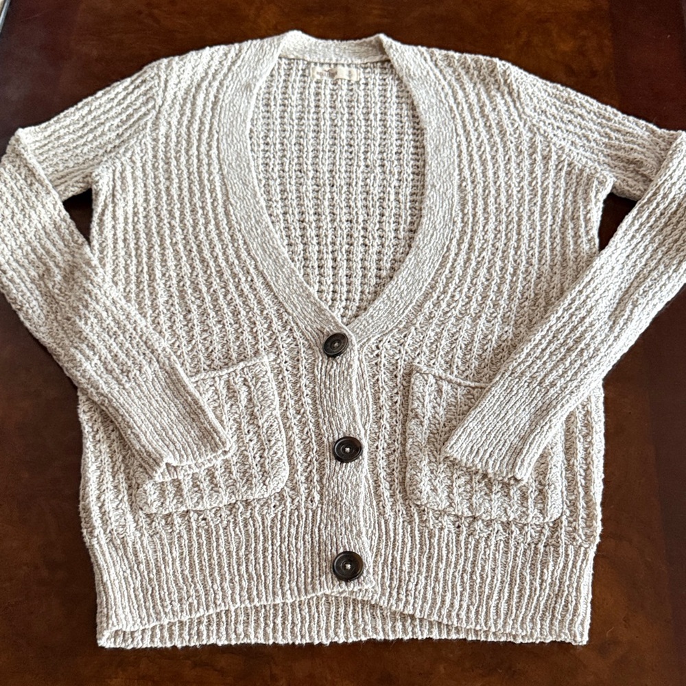 Hollister Cream Button-Up Cardigan